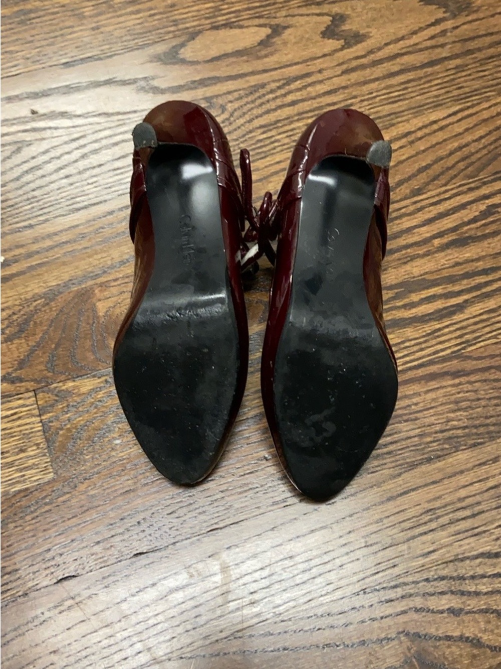 Calvin Klein Women’s Burgundy Patent Mary Jane Heels - Picture 4 of 4